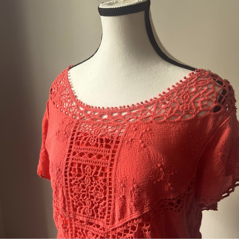 Democracy | Top | 1X | Coral | Lace detail with matching Tank